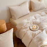 Emma Duo Striped Jacquard Bedding Set - Cream